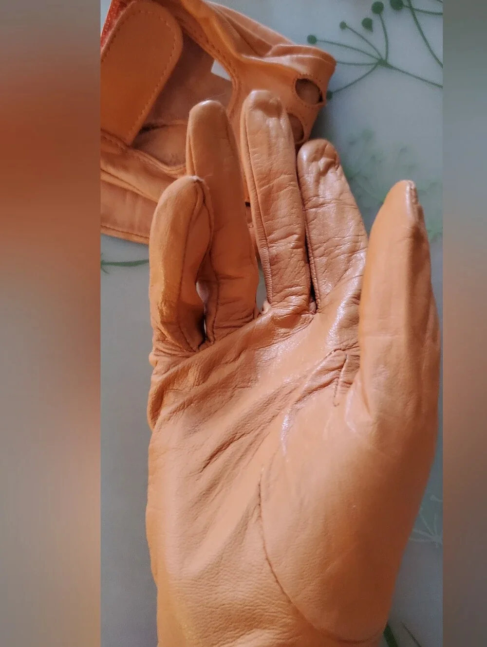 Vintage 90's Leather Driving Gloves - Orange